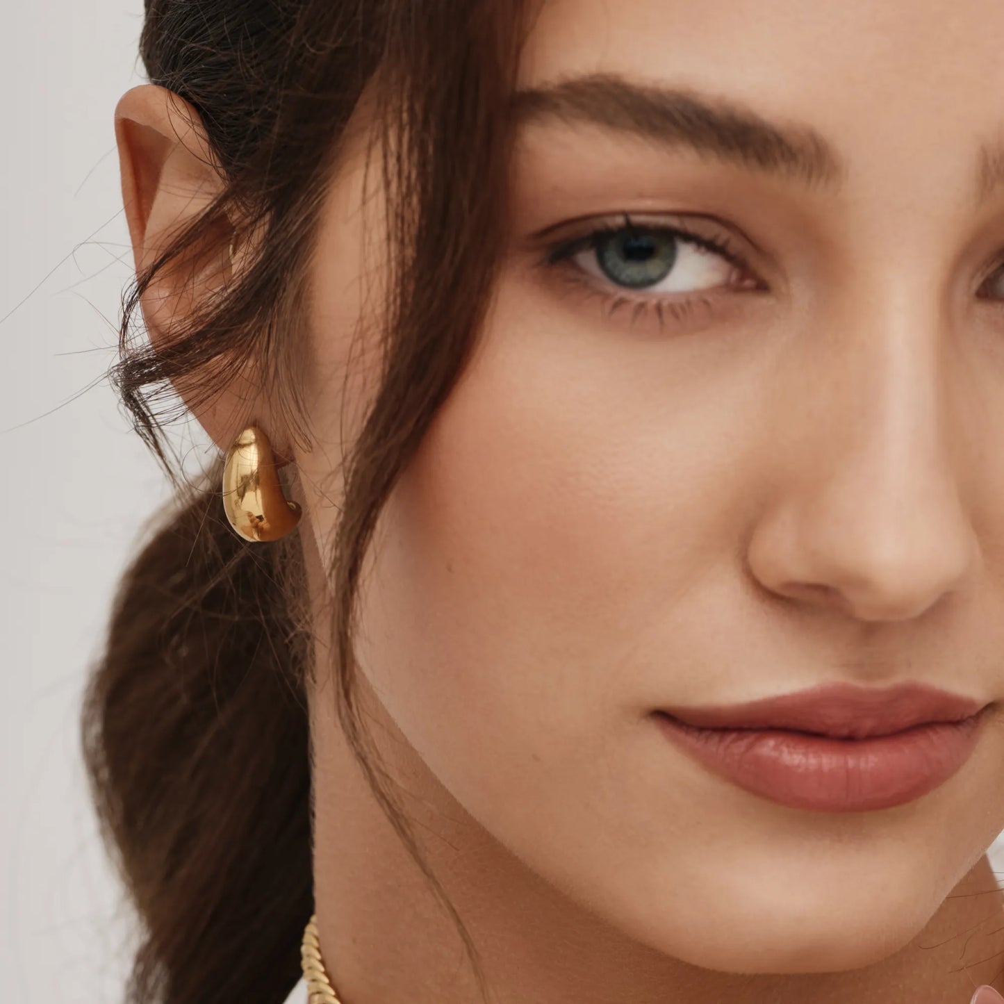 Gisele Dome Hoops | 18K Gold-Plated Stainless Steel | 8.5mm x 17.5mm Teardrop