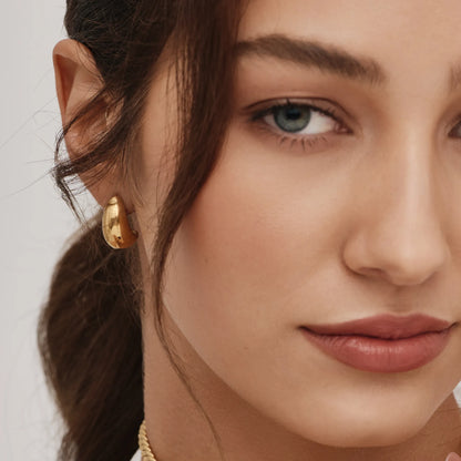 Gisele Dome Hoops | 18K Gold-Plated Stainless Steel | 8.5mm x 17.5mm Teardrop