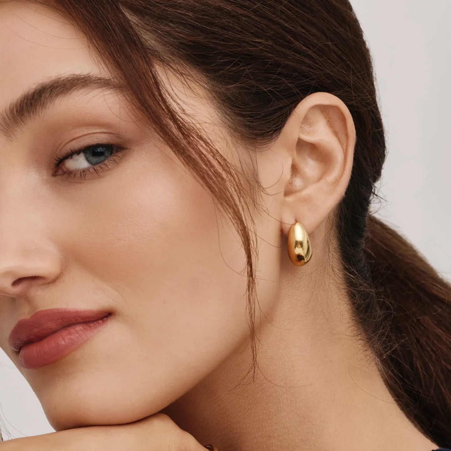 Gisele Dome Hoops | 18K Gold-Plated Stainless Steel | 8.5mm x 17.5mm Teardrop