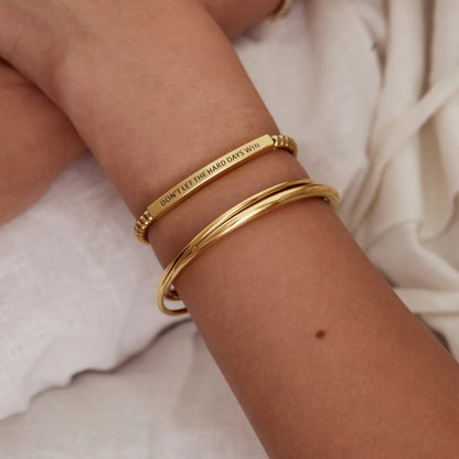 Don't Let The Hard Days Win Beaded Bracelet | 18K Gold-Plated | Engraved Message