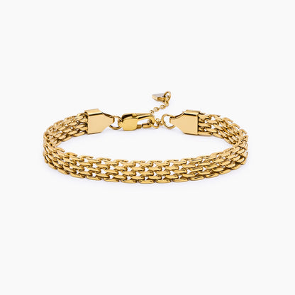 Panthera Link Bracelet | 18K Gold-Plated Stainless Steel | Woven Link Design