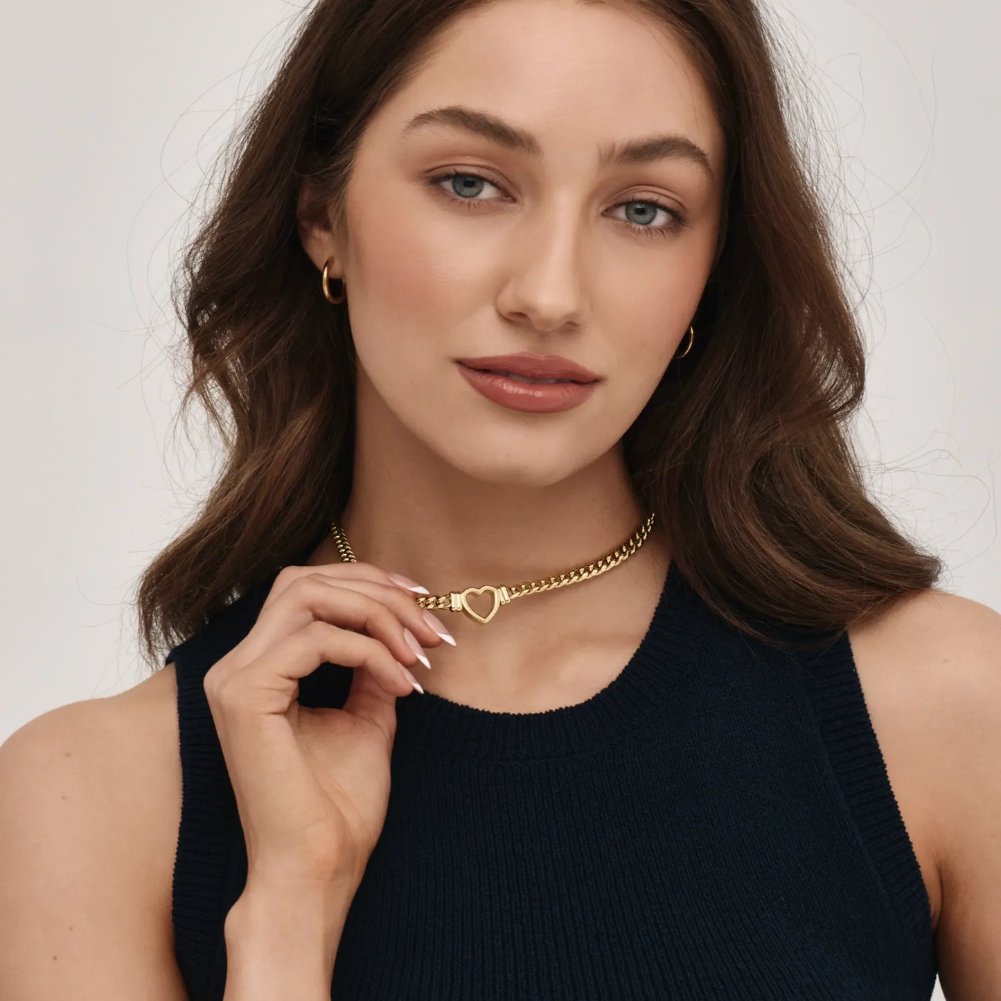 Olivia Heart Chain | Gold-Plated | Open Heart Pendant, 16" Chain