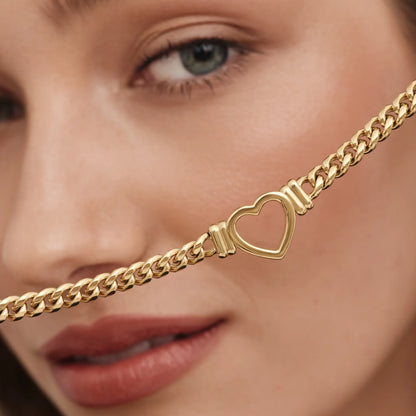Olivia Heart Chain | Gold-Plated | Open Heart Pendant, 16" Chain