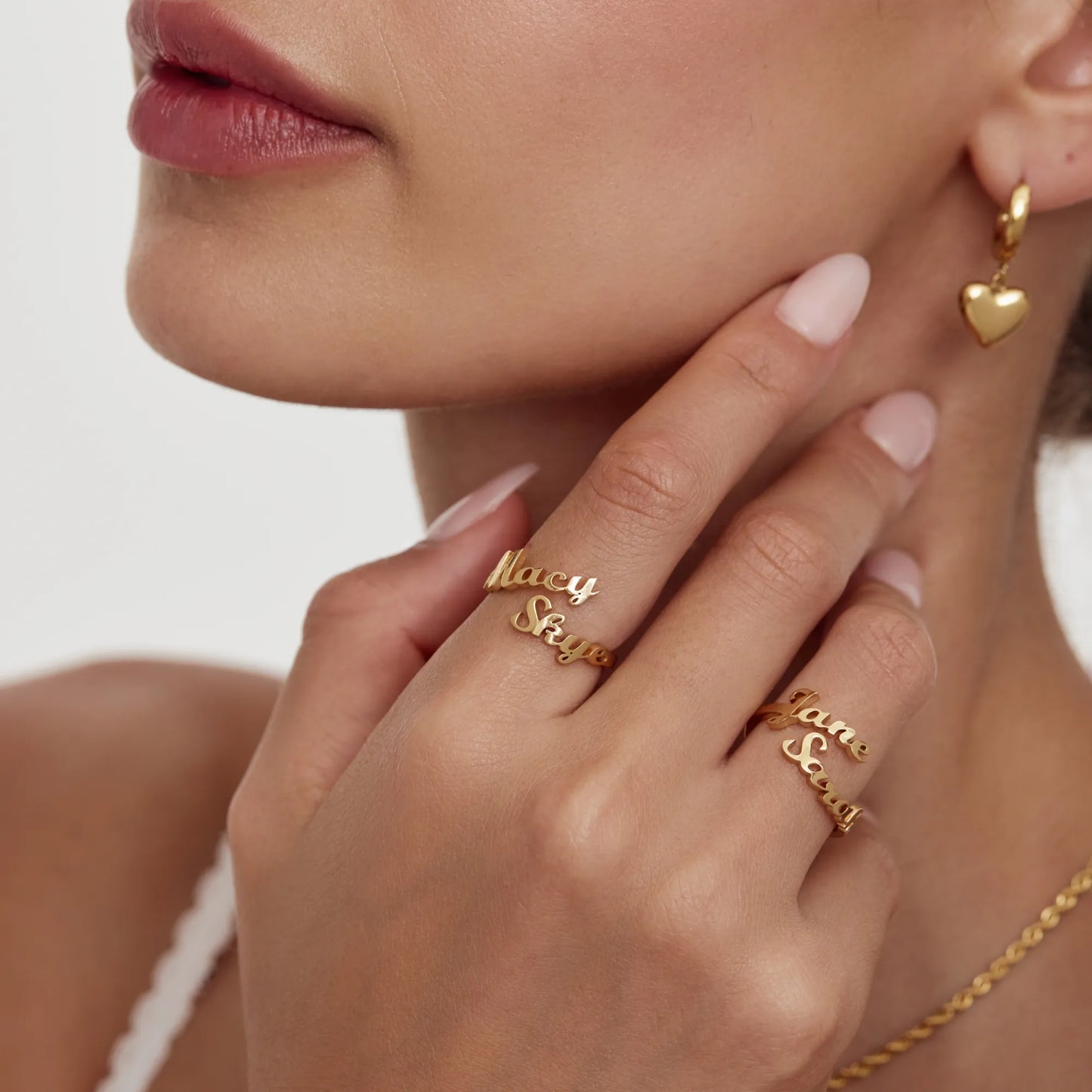 Duo Custom Name Ring | 18K Gold-Plated | Two Names, Open Band