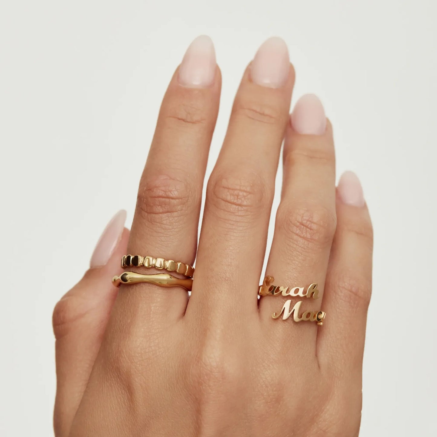 Duo Custom Name Ring | 18K Gold-Plated | Two Names, Open Band