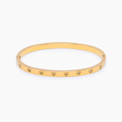 Crystal Heart Bangle | Gold-Plated | Heart-Set Stones, 57mm Bangle