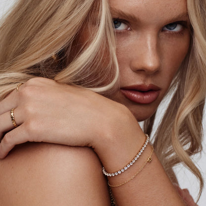 Dainty Cursive Initial Bracelet | 18K Gold-Plated | Script Initial Charm