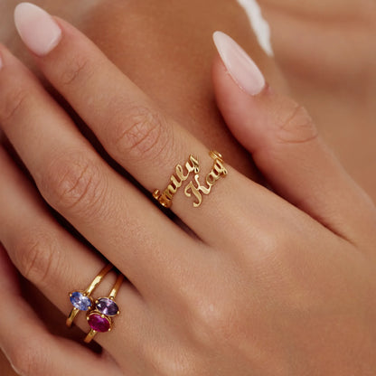 Duo Custom Name Ring | 18K Gold-Plated | Two Names, Open Band