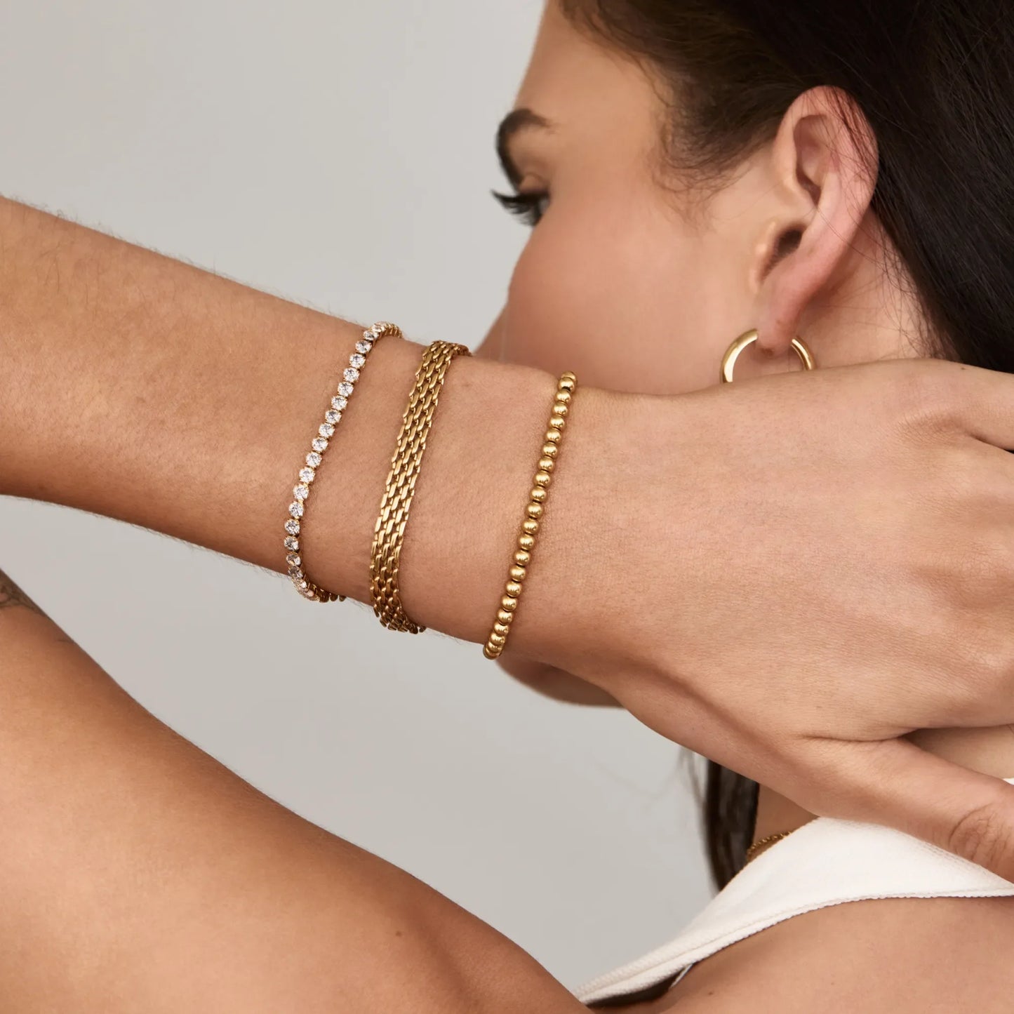 Gold Beaded Bracelet | Gold-Plated | 4mm Beads, 7"