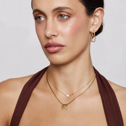 Roma Link Drop Hoops | 18K Gold-Plated Stainless Steel | 12mm x 27mm Drop