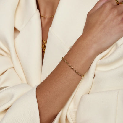 Rope Adjustable Bracelet | Gold-Plated | Slider Chain, Up to 9"