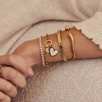 Essential Textured Cuff Bracelet | 18K Gold-Plated Stainless Steel | Hammered Finish