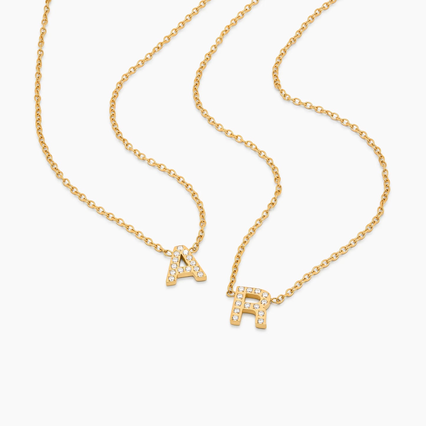 Pavé Initial Necklace | 18K Gold-Plated | Crystal Pavé Letter Pendant