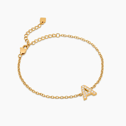 Pavé Initial Bracelet | 18K Gold-Plated | Crystal Pavé Initial Charm