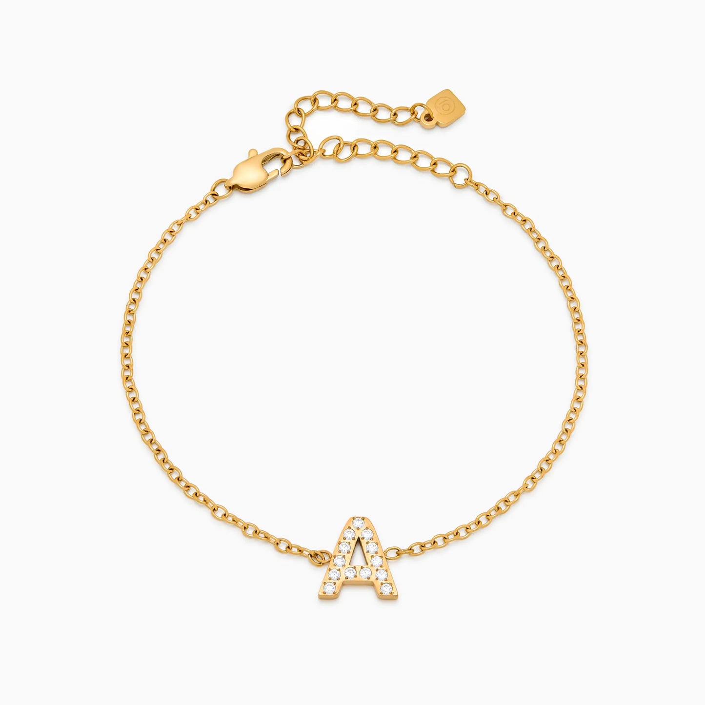 Pavé Initial Bracelet | 18K Gold-Plated | Crystal Pavé Initial Charm