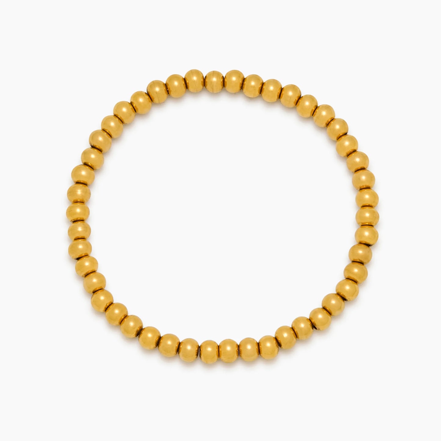 Gold Beaded Bracelet | Gold-Plated | 4mm Beads, 7"
