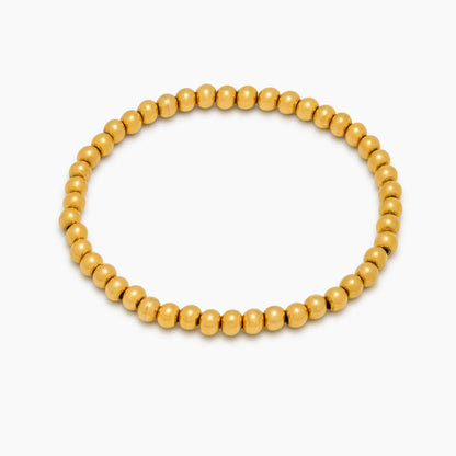 Gold Beaded Bracelet | Gold-Plated | 4mm Beads, 7"