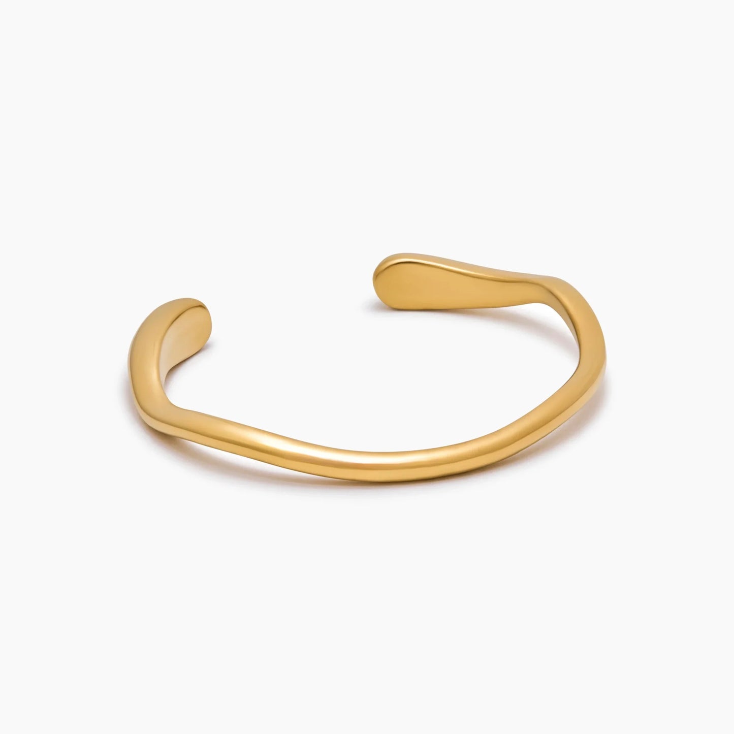 Sculpted Wave Cuff Bracelet | Gold-Plated | Curved Wave Design