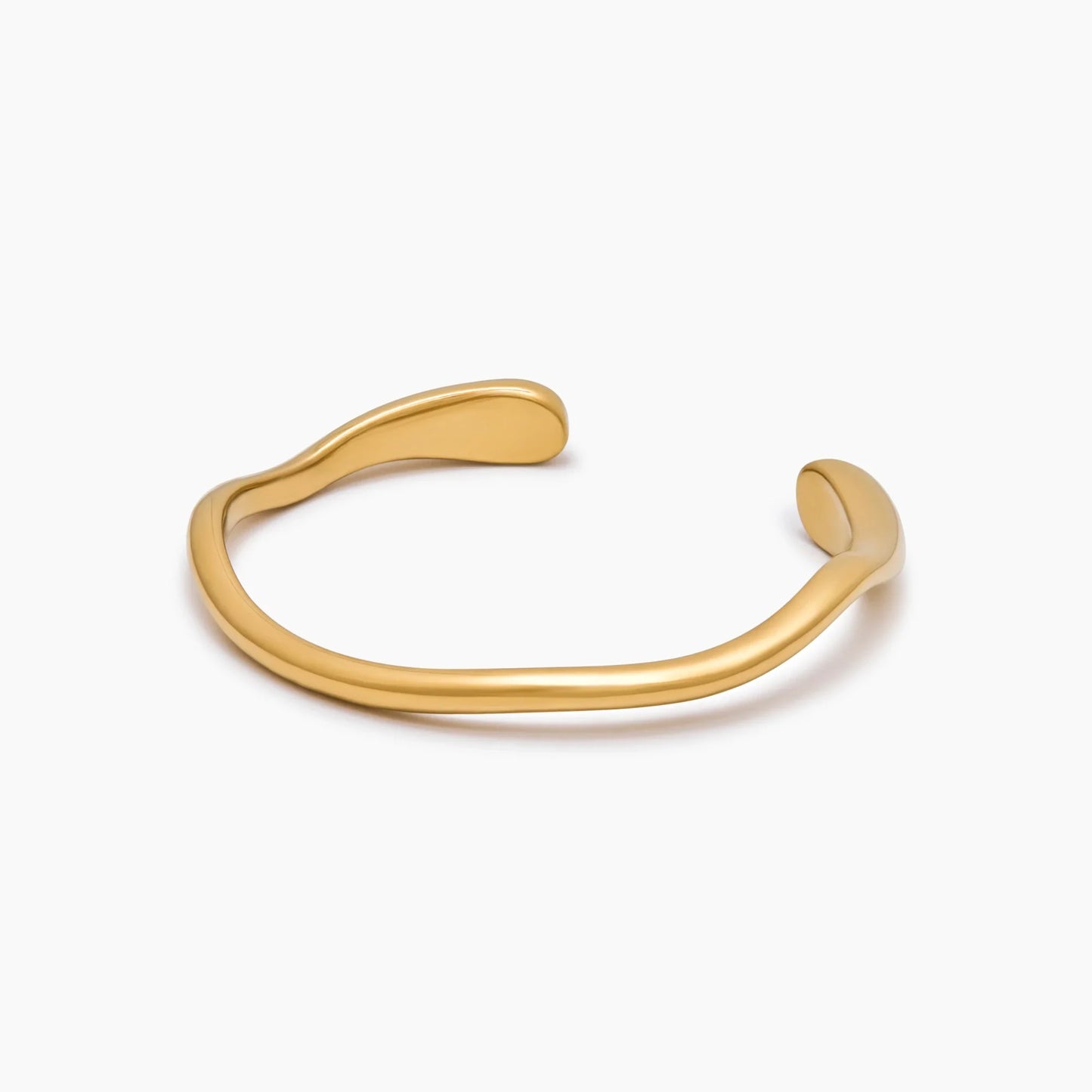 Sculpted Wave Cuff Bracelet | Gold-Plated | Curved Wave Design