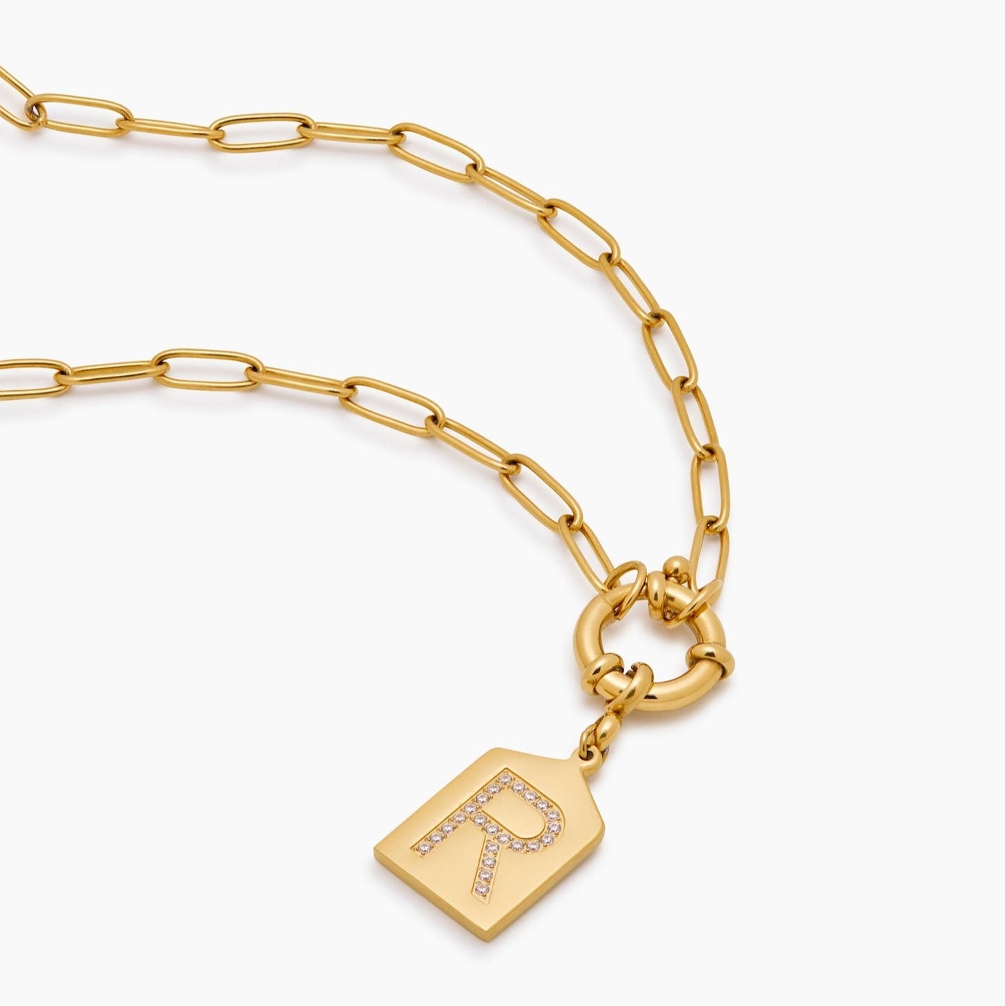 Pavè Initial Pendant Necklace | 18K Gold-Plated | Pavé Stone Initial