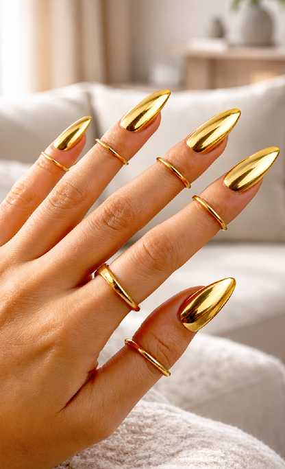 Metal Nail Rings Set - Gold Silver Adjustable Claws Jewelry for Fingertips