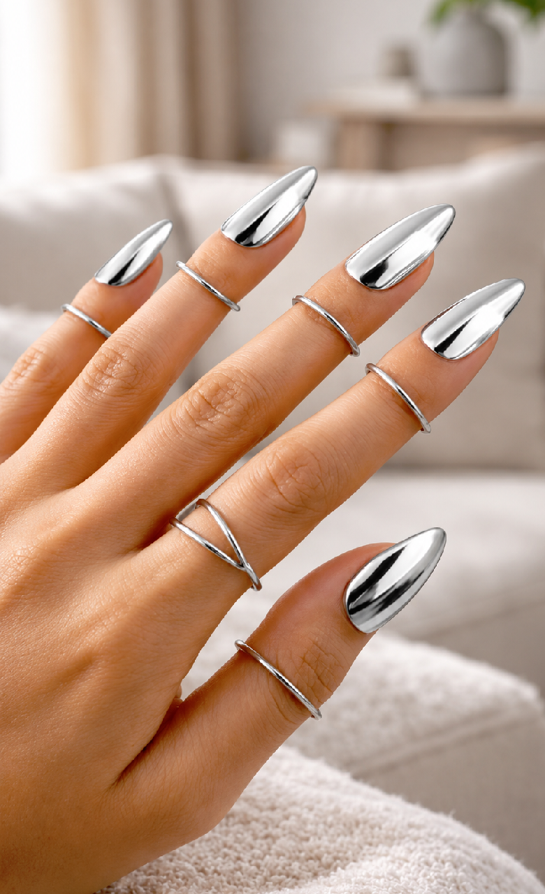 Metal Nail Rings Set - Gold Silver Adjustable Claws Jewelry for Fingertips