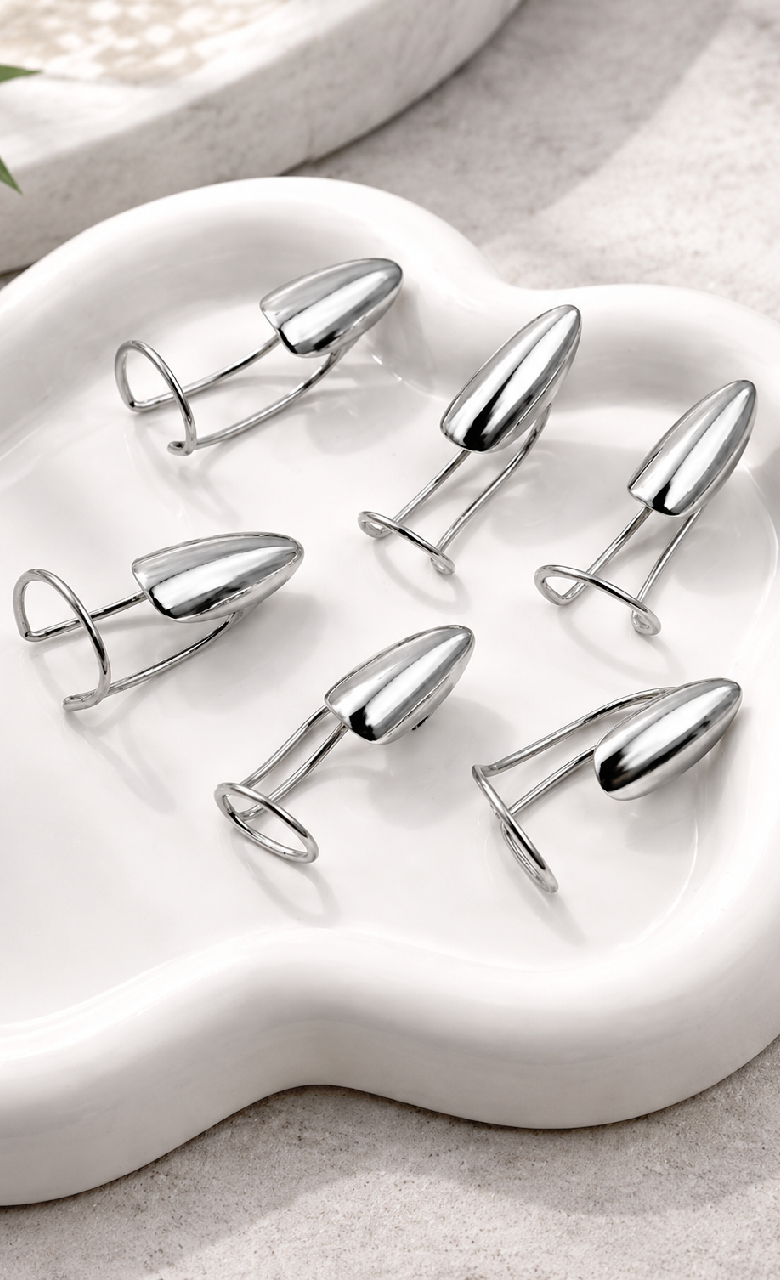 Metal Nail Rings Set - Gold Silver Adjustable Claws Jewelry for Fingertips