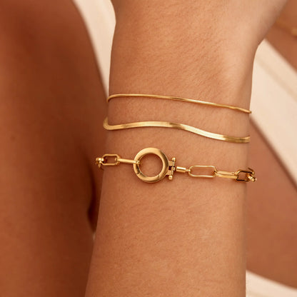 Double Snake Chain Layered Bracelet | Gold-Plated | Two-Chain Stack