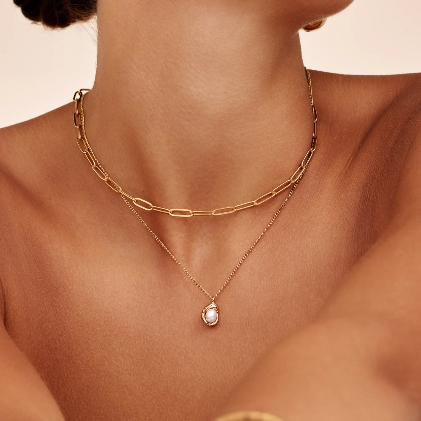 Luna Pearl Drop Necklace | Gold-Plated | Freshwater Pearl in Gold Cradle