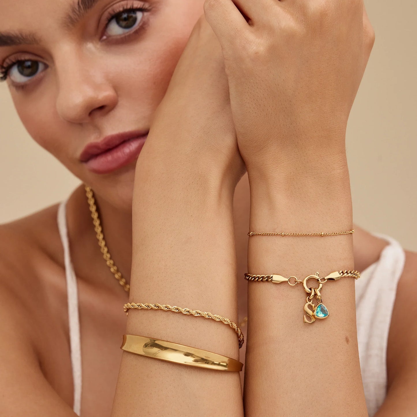 Satellite Chain Bracelet | Gold-Plated | Bead Accent Chain