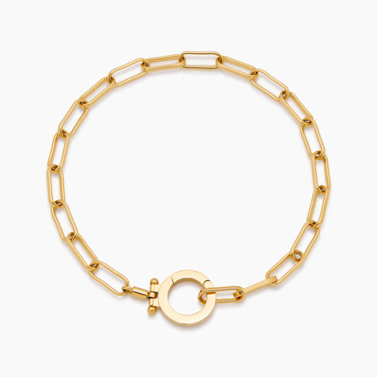 Essential Paperclip Chain Bracelet | 18K Gold-Plated | Charm-Ready Stackable Style