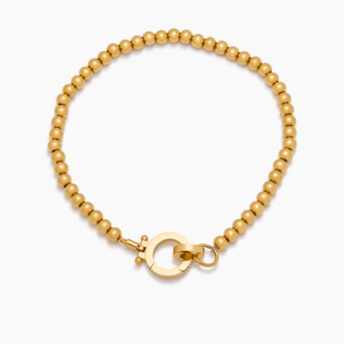 Essential Gold Beaded Bracelet | Gold-Plated | Charm Holder Clasp
