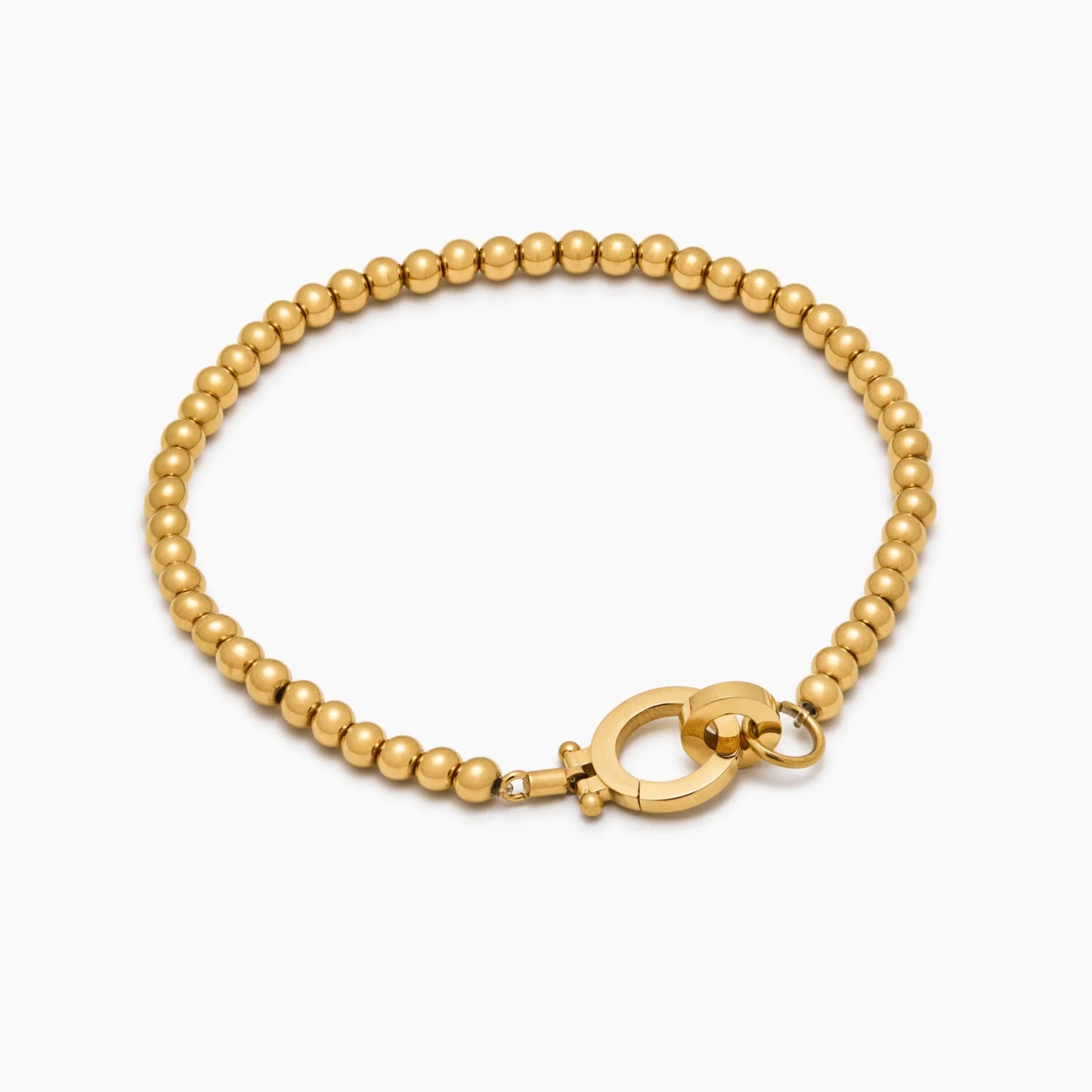Essential Gold Beaded Bracelet | Gold-Plated | Charm Holder Clasp