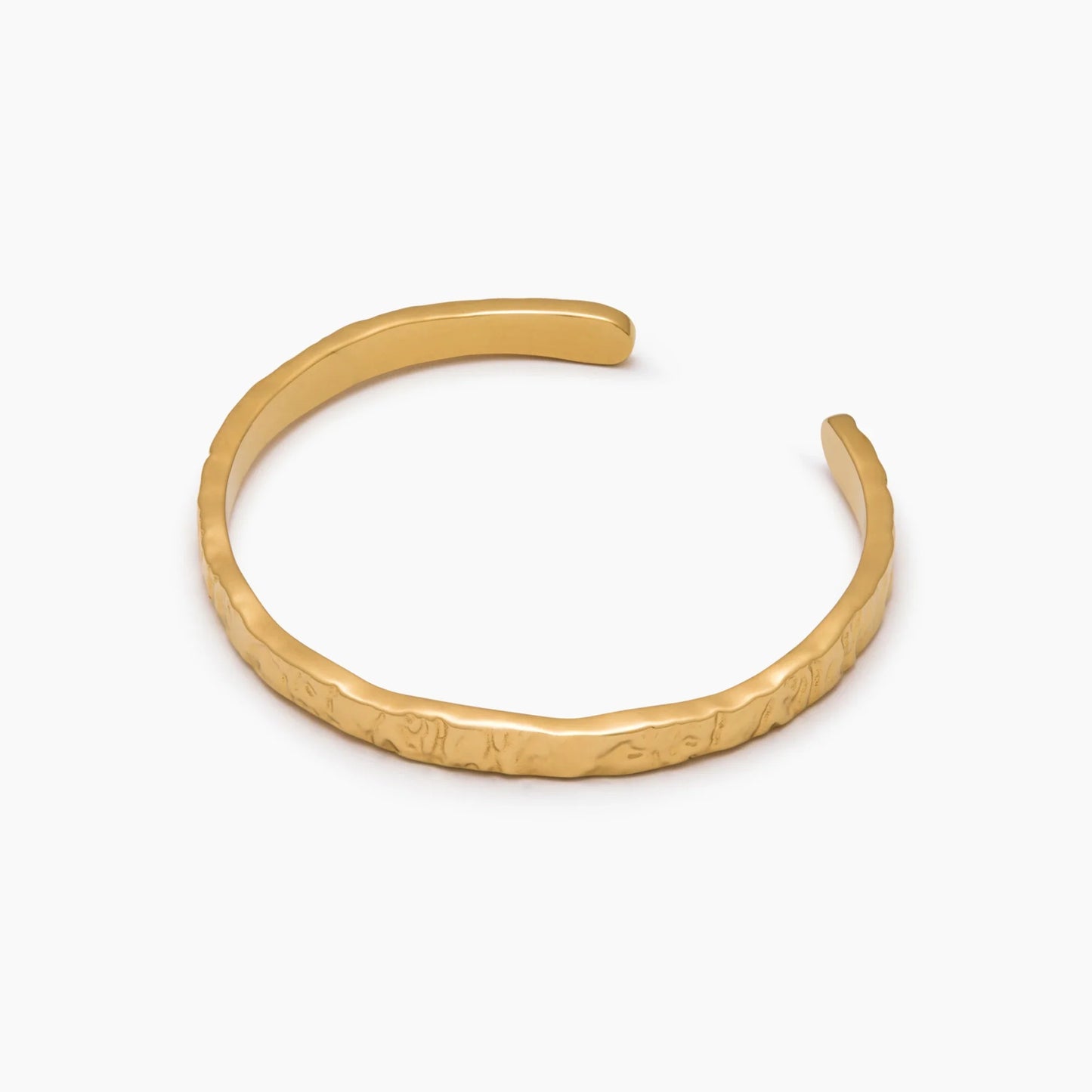 Essential Textured Cuff Bracelet | 18K Gold-Plated Stainless Steel | Hammered Finish