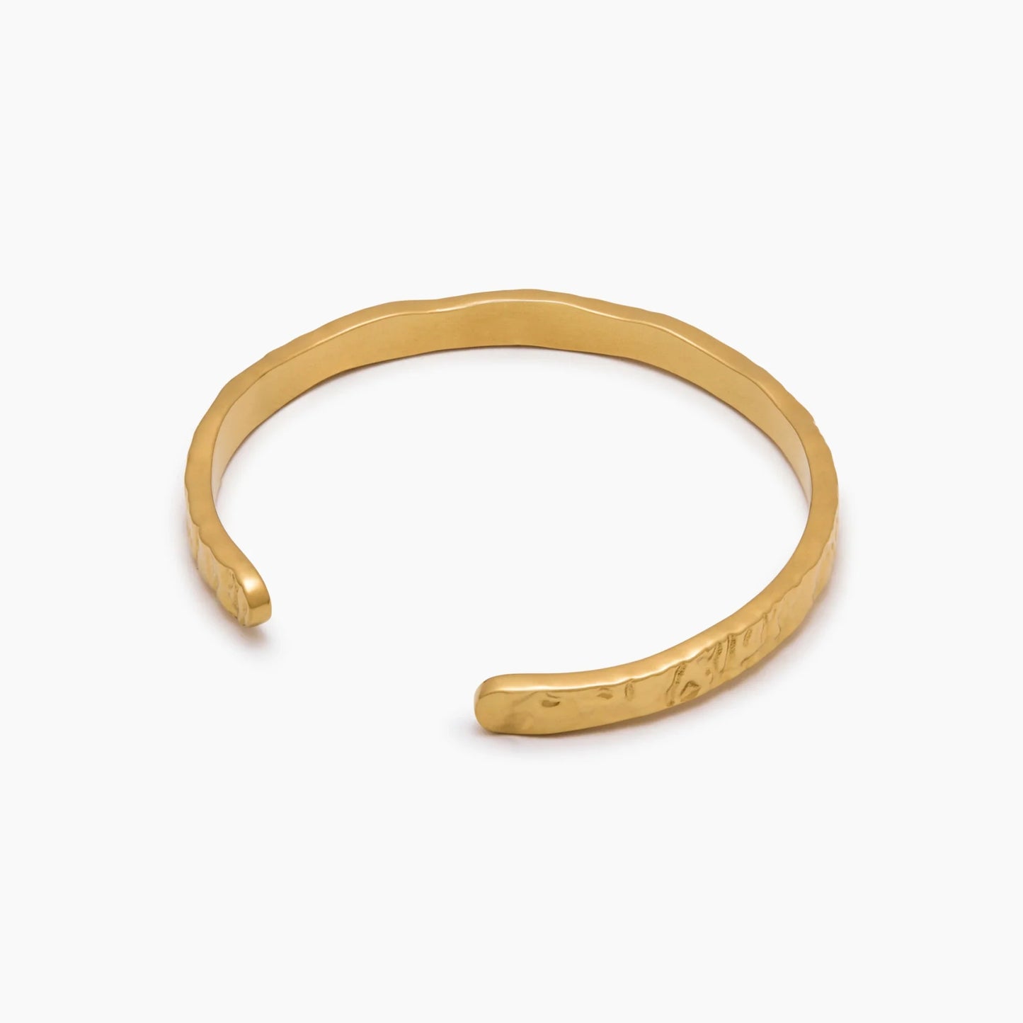 Essential Textured Cuff Bracelet | 18K Gold-Plated Stainless Steel | Hammered Finish