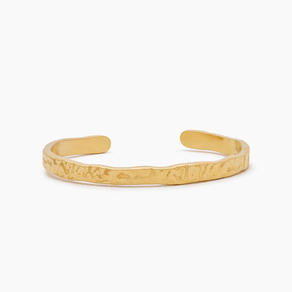 Essential Textured Cuff Bracelet | 18K Gold-Plated Stainless Steel | Hammered Finish