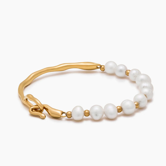 Isla Freshwater Pearl Bracelet | 18K Gold-Plated Stainless Steel | Waterproof
