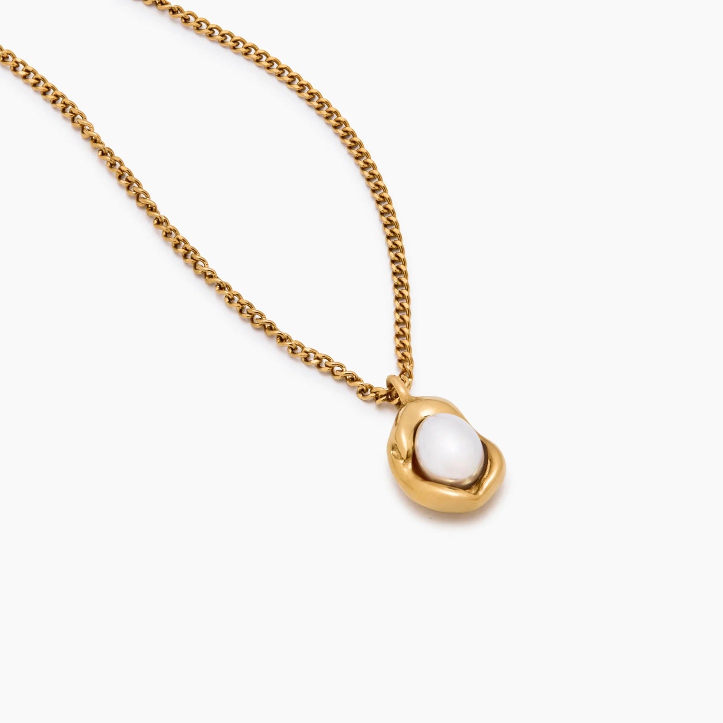 Luna Pearl Drop Necklace | Gold-Plated | Freshwater Pearl in Gold Cradle