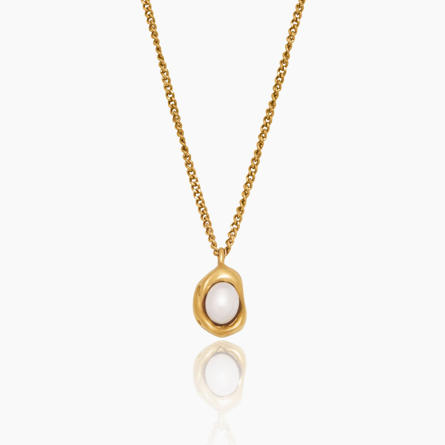 Luna Pearl Drop Necklace | Gold-Plated | Freshwater Pearl in Gold Cradle