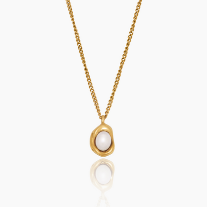 Luna Pearl Drop Necklace | Gold-Plated | Freshwater Pearl in Gold Cradle
