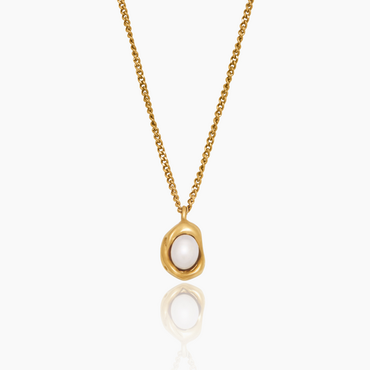Luna Pearl Drop Necklace | Gold-Plated | Freshwater Pearl in Gold Cradle