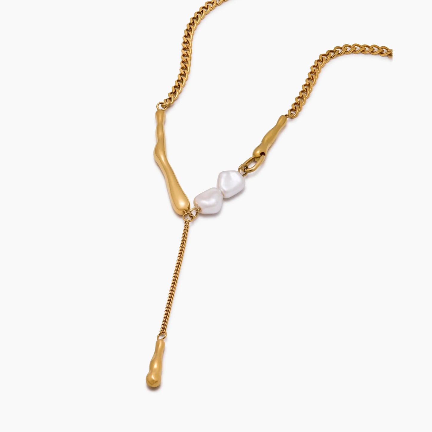Elara Pearl Bar Necklace | 18K Gold-Plated Stainless Steel | Pearl & Gold Bar