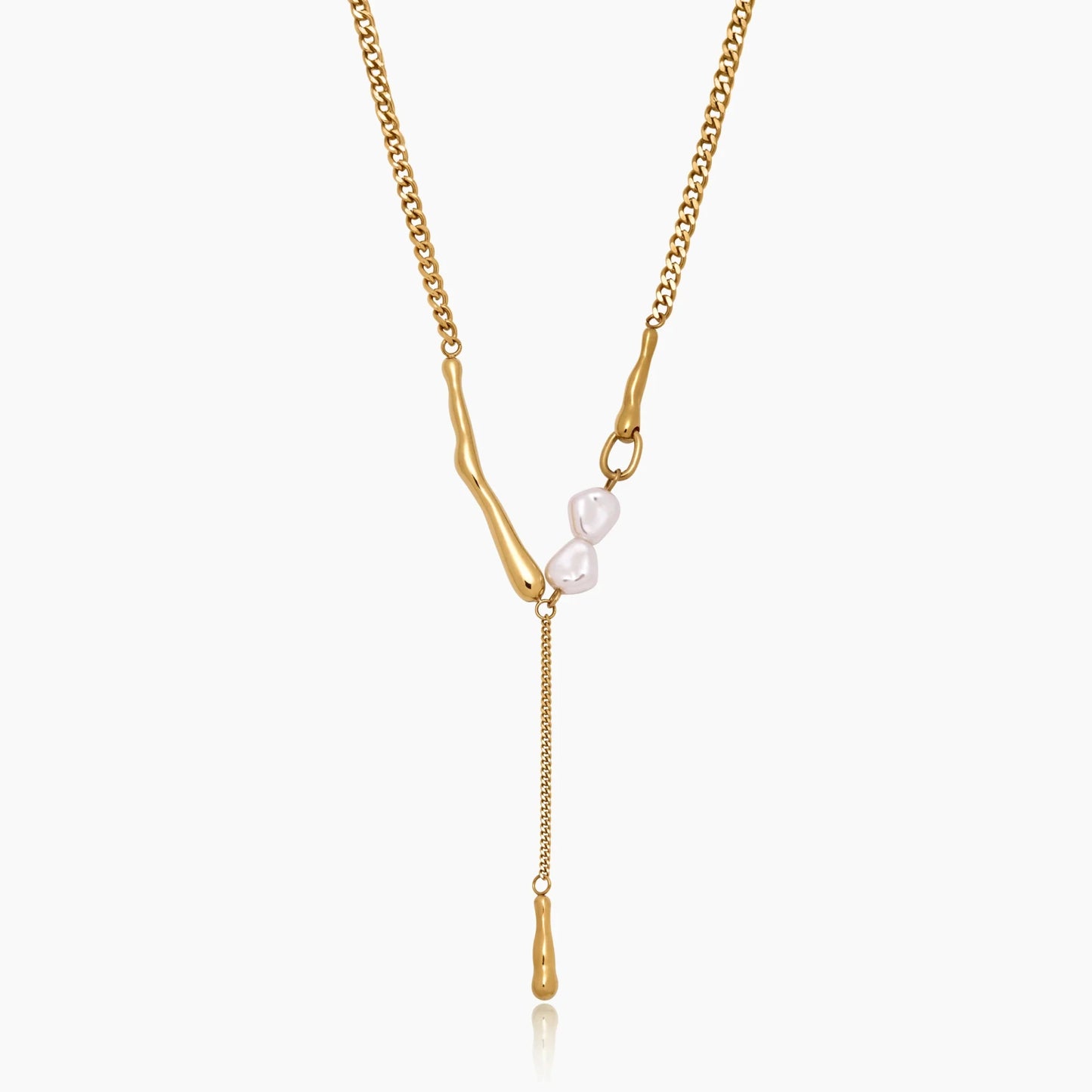 Elara Pearl Bar Necklace | 18K Gold-Plated Stainless Steel | Pearl & Gold Bar
