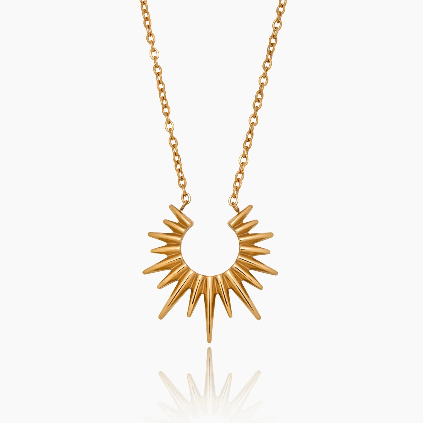 Helia Sunburst Necklace | 18K Gold-Plated Stainless Steel | Sunburst Pendant