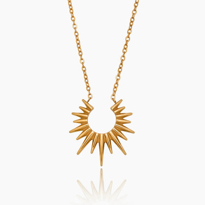 Helia Sunburst Necklace | 18K Gold-Plated Stainless Steel | Sunburst Pendant