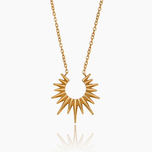 Helia Sunburst Necklace | 18K Gold-Plated Stainless Steel | Sunburst Pendant