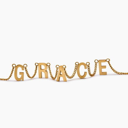 Classic Custom Name Necklace | 18K Gold-Plated | Individual Letter Charms