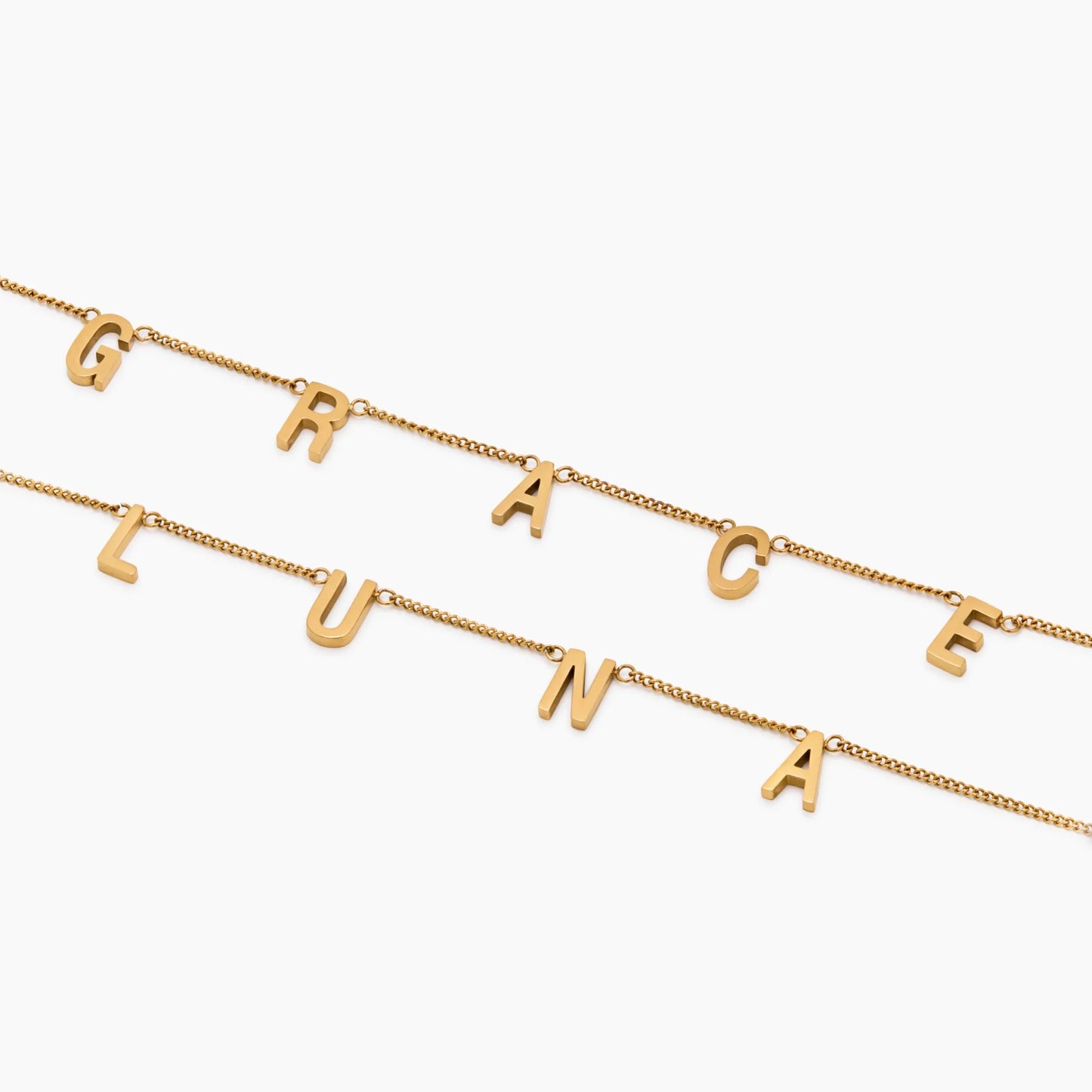 Classic Custom Name Necklace | 18K Gold-Plated | Individual Letter Charms