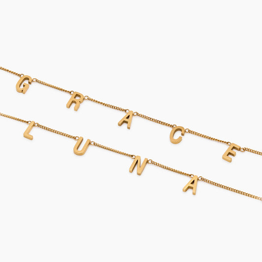 Classic Custom Name Necklace | 18K Gold-Plated | Individual Letter Charms