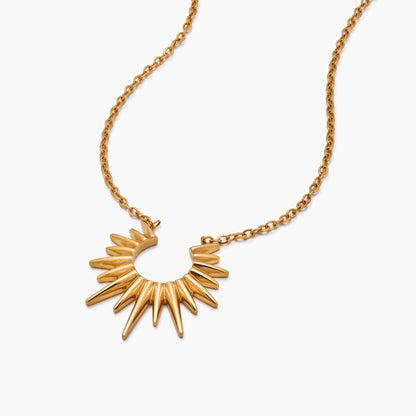Helia Sunburst Necklace | 18K Gold-Plated Stainless Steel | Sunburst Pendant
